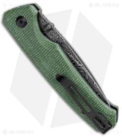 CIVIVI Altus Button Lock Knife Green Micarta (3" Dark Damascus) C20076-DS1 -Civivi CIVIVI Altus Button Lock Gree Micarta Dark Damascus C20076 DS1 BHQ 139459 jr side