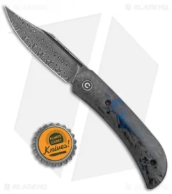 CIVIVI Appalachian Drifter 2 Liner Lock Knife Blue Carbon Fiber (3" Damascus) -Civivi CIVIVI Appalachian Drifter 2 LL Blue CF Damascus BHQ 134059 jr bottlecap