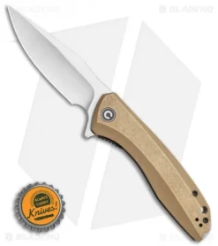 CIVIVI Baklash Flipper Liner Lock Knife Stonewashed Brass (3.5" Satin) -Civivi CIVIVI Baklash Flipper Liner Lock Stonewashed Brass Handle 3.5 C801J BHQ 115284 LS Bottlecap