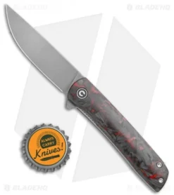 CIVIVI Brad Zinker Bo Liner Lock Knife Red Carbon Fiber (2.9" Stonewash) -Civivi CIVIVI Brad Zinker Bo LL Shred CF Red BHQ 120915 jr bottlecap
