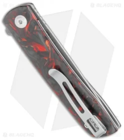 CIVIVI Brad Zinker Bo Liner Lock Knife Red Carbon Fiber (2.9" Stonewash) -Civivi CIVIVI Brad Zinker Bo LL Shred CF Red BHQ 120915 jr side