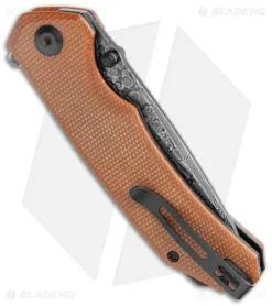 CIVIVI Brazen Drop Point Liner Lock Knife Brown Micarta (3.5" Damascus) -Civivi CIVIVI Brazen DP LL Brown Micarta BHQ 120935 jr side