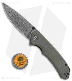 CIVIVI Brazen Drop Point Liner Lock Knife Dark Green Micarta (3.5" Damascus) -Civivi CIVIVI Brazen DP LL Green Micarta Damascus BHQ 121006 jr bottlecap