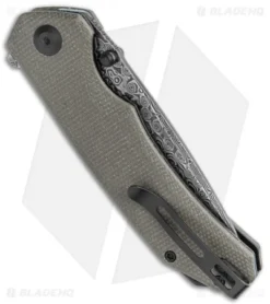 CIVIVI Brazen Drop Point Liner Lock Knife Dark Green Micarta (3.5" Damascus) -Civivi CIVIVI Brazen DP LL Green Micarta Damascus BHQ 121006 jr side