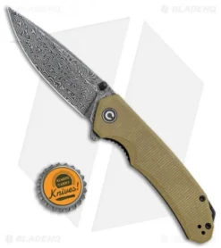 CIVIVI Brazen Drop Point Liner Lock Knife Olive Micarta (3.5" Damascus) -Civivi CIVIVI Brazen DP LL Olive Micarta Damascus BHQ 120933 jr bottlecap