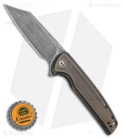 CIVIVI Brigand Liner Lock Knife Dark Brass (3.5" Dark Damascus) C909DS-2 -Civivi CIVIVI Brigand Liner Lock Knife Brass 3.5 Black Damasucus C909DS 2 BHQ 115991 LS Bottlecap