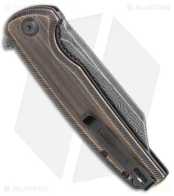 CIVIVI Brigand Liner Lock Knife Dark Brass (3.5" Dark Damascus) C909DS-2 -Civivi CIVIVI Brigand Liner Lock Knife Brass 3.5 Black Damasucus C909DS 2 BHQ 115991 LS Side