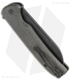 CIVIVI Chevalier Button Lock Knife Green Micarta (3.5" Black SW) C20022-2 -Civivi CIVIVI Chevalier Button Lock Flipper Green Micarta Black SW BHQ 142908 jr side