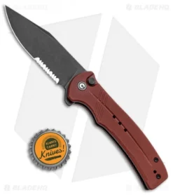 CIVIVI Cogent Button Lock Knife Burgundy G-10 (3.5" Black Serr) C20038E-2 -Civivi CIVIVI Cogent Button Lock Fipper Burgundy G 10 Black Serr C20038E 2 BHQ 137745 jr bottlecap