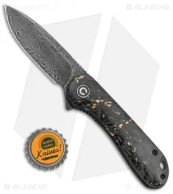 CIVIVI Elementum Liner Lock Knife Gold Shred Carbon Fiber (2.9" Damascus) -Civivi CIVIVI Elementum LL Gold Shred CF Damascus C907C DS1 BHQ 135066 jr bottlecap