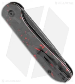 CIVIVI Elementum Button Lock Knife Red/Black Shred CF (3.5" Dam.)C2103DS-2 -Civivi CIVIVI Elementum Push Button Lock Shred CF with Red Damascus BHQ 120925 jr side