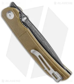 CIVIVI Imperium Liner Lock Knife Olive Micarta (3.5" Damascus) C2107DS-2 -Civivi CIVIVI Imperium LL Olive Micarta Damascus C2107DS 2 BHQ 123533 jr side