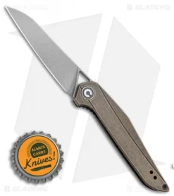 CIVIVI Isham Mckenna Liner Lock Knife Black Stonewashed Brass (2.9" Stonewash) -Civivi CIVIVI Isham Mckenna Liner Lock Knife Black Stonewash Brass 2.875in Stonewash C905D BHQ 114179 LS Bottlecap