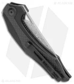 CIVIVI Isham Plethiros Flipper Knife Black/Carbon Fiber (3.45" Damascus) C904DS -Civivi CIVIVI Isham Plethiros Flipper Knife Black Carbon Fiber Damascus C904DS BHQ 99830 kp side jr