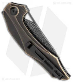 CIVIVI Isham Plethiros Flipper Knife Brass (3.45" Black Damascus) C904DS-3 -Civivi CIVIVI Isham Plethiros Flipper Knife Brass 3.45 Black Damascus C904DS 3 BHQ 113202 LS Side