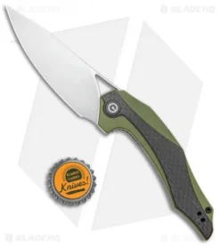 CIVIVI Isham Plethiros Flipper Knife Green/Carbon Fiber (3.45" Satin) C904B -Civivi CIVIVI Isham Plethiros Green CF Satin C904B BHQ 96905 jr bottlecap