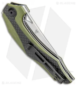 CIVIVI Isham Plethiros Flipper Knife Green/Carbon Fiber (3.45" Satin) C904B -Civivi CIVIVI Isham Plethiros Green CF Satin C904B BHQ 96905 jr side