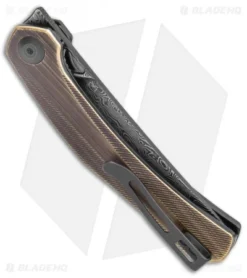 CIVIVI Lazar Liner Lock Knife Black Hand Rubbed Brass (3.1" Damascus) -Civivi CIVIVI Lazar LL Black Hand Rubbed Brass C20013 DS2 BHQ 135073 jr side