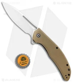 CIVIVI Vexer Flipper Liner Lock Knife Tan G-10 (3.96" Satin) -Civivi CIVIVI Lynchpin Flipper LL Tan G 10 Satin C915B jr bottlecap
