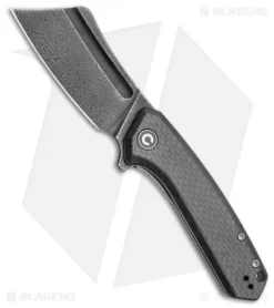 CIVIVI Mini Bullmastiff Liner Lock Knife Twill Carbon Fiber (3" Black Damascus)
