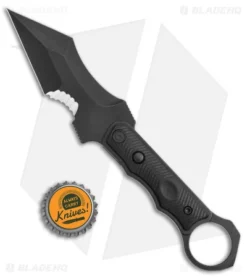 CIVIVI Orthrus Tactical Button Fixed Blade Knife Black G-10 (3.8" Black Serr) -Civivi CIVIVI Orhrus Tactical Fixed Blade Black G 10 Black Serr BHQ 144146 jr bottlecap
