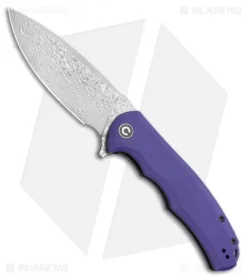 CIVIVI Praxis Flipper Liner Lock Knife Purple G-10 (3.75" Damascus)