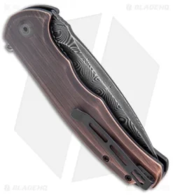 CIVIVI Praxis Liner Lock Flipper Knife Black Rubbed Copper (3.74" Damascus) -Civivi CIVIVI Praxis LL Black Rubbed Copper Damascus BHQ 134075 jr side