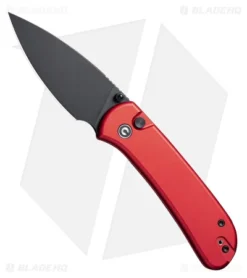 CIVIVI Qubit Button Lock Knife Red Aluminum (2.98" Black Stonewash)