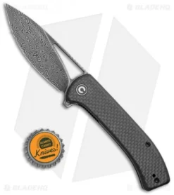 CIVIVI Riffle Liner Lock Knife CF / Black G-10 (3.5" Damascus) C2024DS-1 -Civivi CIVIVI Riffle LL CF Black G 10 Damascus BHQ 120369 jr bottlecap