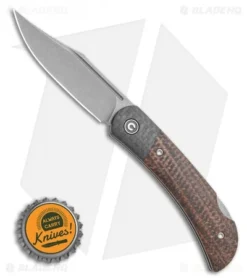 CIVIVI Rustic Gent Lock Back Dark Brown Matrix Micarta/CF (3" Gray Stonewash D2) -Civivi CIVIVI Rustic Gent Lock Back Dark Brown Matrix Micarta CF 2.97in Satin D2 C914E BHQ 114186 LS Bottlecap