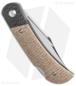 CIVIVI Rustic Gent Lock Back Knife Tan Micarta/CF (3" Satin D2) C914C -Civivi CIVIVI Rustic Gent Lock Back Knife Tan Micarta CF 2.97in Satin D2 C914C BHQ 104233 LS Side