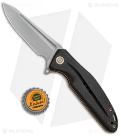 CIVIVI Statera Flipper Liner Lock Knife Black Carbon Fiber (3.5" SW) C901C -Civivi CIVIVI Staera Flipper LL CF Satin BHQ 93256 jr bottlecap