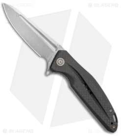 CIVIVI Statera Flipper Liner Lock Knife Black G10/Carbon Fiber (3.5" Damascus)