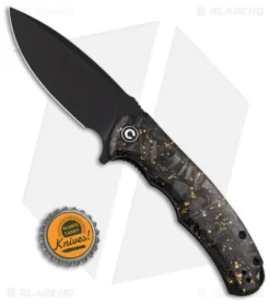 CIVIVI Praxis Flipper Liner Lock Knife Shredded Gold CF (3.75" Black SW) C803J -Civivi Civivi Praxis FLLK Shredded Gold CF 3in Black SW BHQ 151797 td size