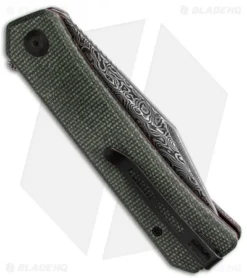 CIVIVI Relic Liner Lock Knife W/Tweezers Green Micarta (3.5" Damascus) -Civivi Civivi Relic Liner Lock Knife With Tweezers Green Micarta Damascus G 10 BHQ 136913 td side