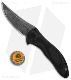 CIVIVI Synergy3 Liner Lock Knife Layered Black G-10 (3.3" Damascus) -Civivi Civivi Synergy3 LL Knife Layered Black G10 Trailing Point Damascus BHQ 134307 td size